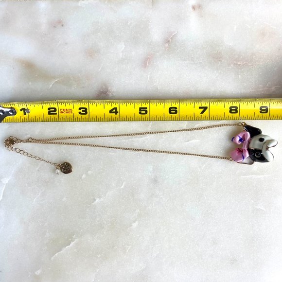 Betsey Johnson Boston Terrier Dog with Bow Necklace - Picture 5 of 6